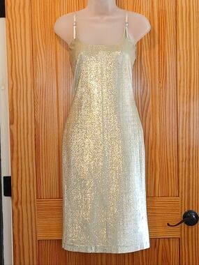 Tracy Reese Gold Lamee Midi Dress-Stunning